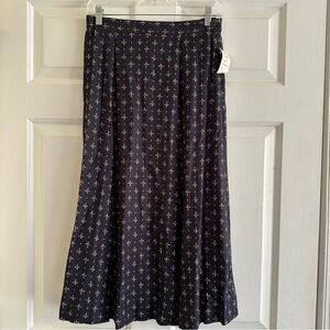 Alain Gerard Vintage 80s Navy‎ Midi Skirt fleur-de-lis print Equestrian Size 6